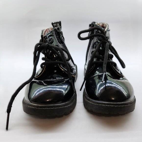 Faux Patent Combat Boots for Girls - Picture 3 of 7